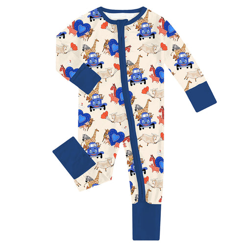 FancyPrince Valetine Animal Truck Bamboo Zipper Romper Pajamas