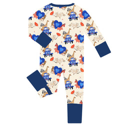 FancyPrince Valetine Animal Truck Bamboo Zipper Romper Pajamas