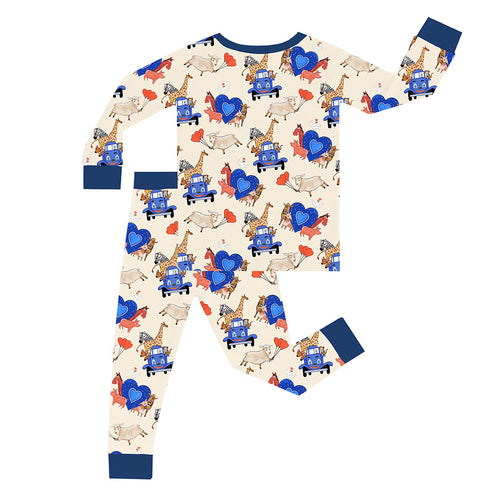 FancyPrince Valetine Animal Truck Kid Bamboo Two-Piece Pajama Set