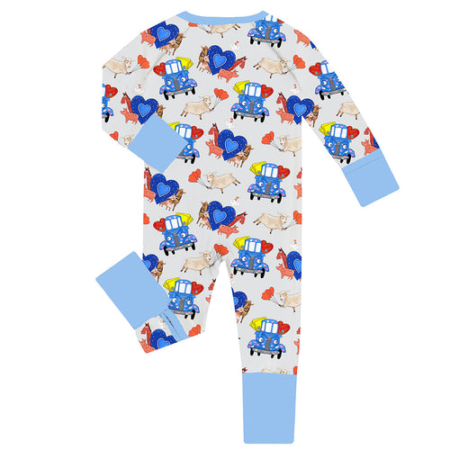 FancyPrince Valetine Animal Truck Bamboo Zipper Romper Pajamas