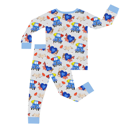 FancyPrince Valetine Animal Truck Kid Bamboo Two-Piece Pajama Set