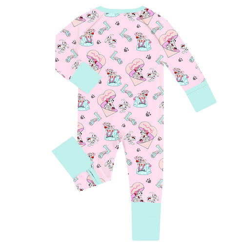 FancyPrince Valentine Dalmatians Love Baby Bamboo Zipper Romper Pajamas