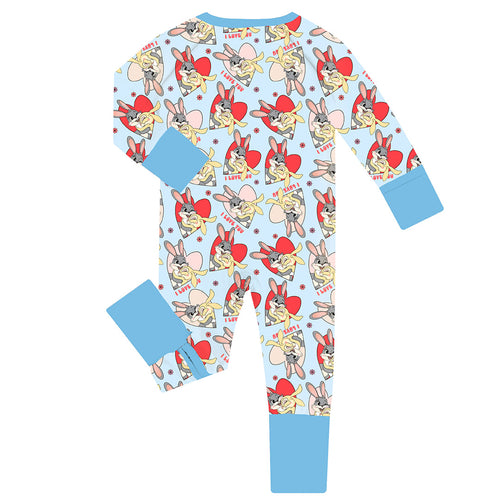 FancyPrince Valentine Bunny Heart Baby Bamboo Zipper Romper Pajamas