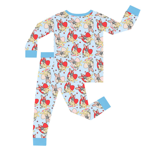 FancyPrince Valentine Bunny Heart Kid Bamboo Two-Piece Pajama Set