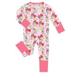 FancyPrince Valentine Bunny Heart Baby Bamboo Zipper Romper Pajamas