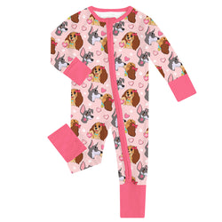 FancyPrince Valentine Dog True Love Baby Bamboo Zipper Romper Pajamas