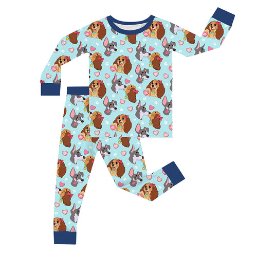 FancyPrince Valentine Dog True Love Kid Bamboo Two-Piece Pajama Set