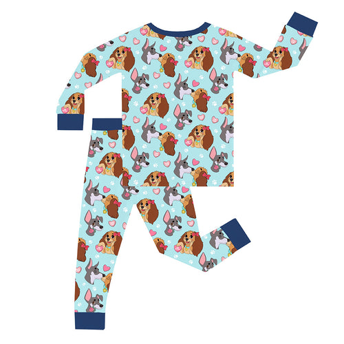 FancyPrince Valentine Dog True Love Kid Bamboo Two-Piece Pajama Set