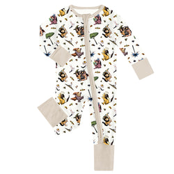 PREORDER FancyPrince Monster Adventure Baby Bamboo Zipper Romper Pajamas