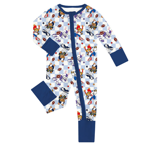 FancyPrince Animal American Football Baby Bamboo Zipper Romper Pajamas