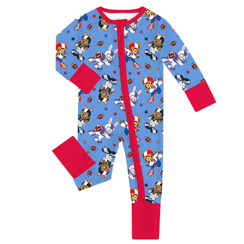 FancyPrince Animal American Football Baby Bamboo Zipper Romper Pajamas