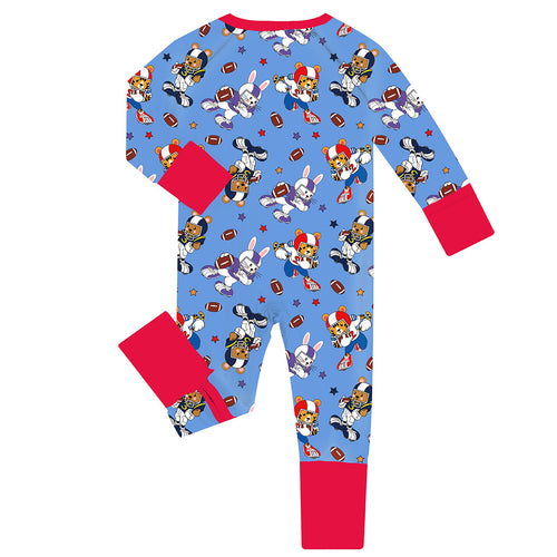 FancyPrince Animal American Football Baby Bamboo Zipper Romper Pajamas