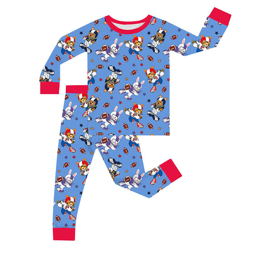 FancyPrince Animal American Football Kid Bamboo Two-Piece Pajama Set