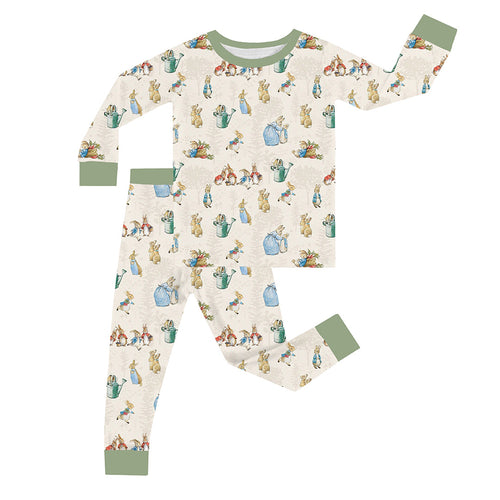 FancyPrince Easter Rabbit Carrot Kid Bamboo Two-Piece Pajama Set