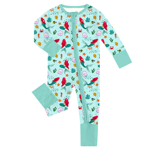 FancyPrince Little Mermaid Baby Bamboo Zipper Romper Pajamas