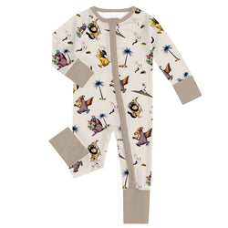 FancyPrince Monster Adventure Baby Bamboo Zipper Romper Pajamas