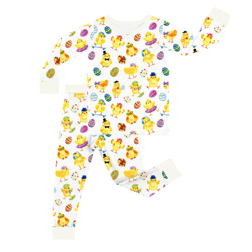 FancyPrince Easter Egg Chick Kid Bamboo Two-Piece Pajama Set