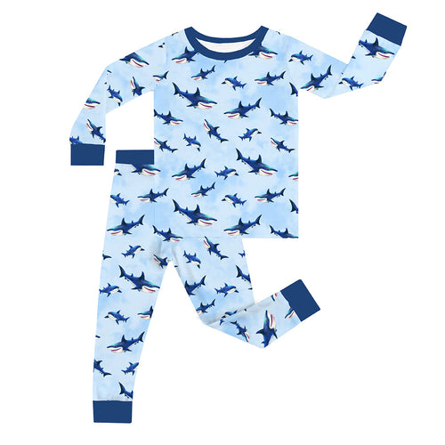 FancyPrince Shark Kid Bamboo Two-Piece Pajama Set