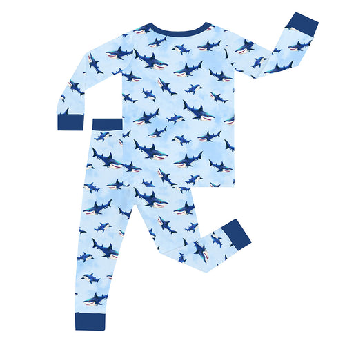 FancyPrince Shark Kid Bamboo Two-Piece Pajama Set