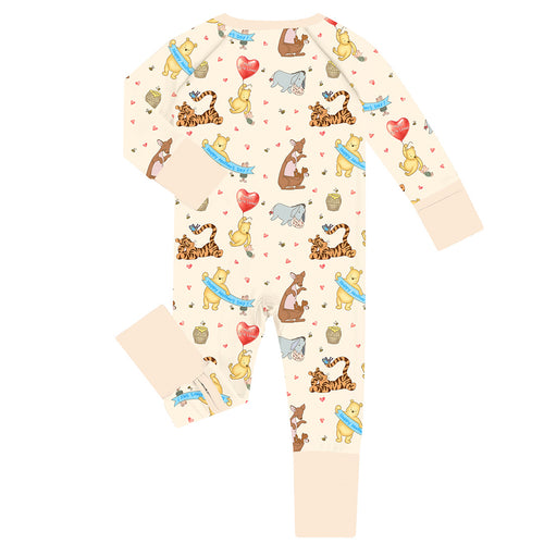 FancyPrince Bear Beige Baby Bamboo Zipper Romper Pajamas