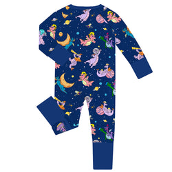 FancyPrince Cartoon Dragon Flying Baby Bamboo Zipper Romper Pajamas