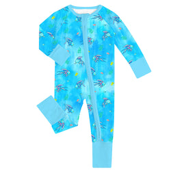 FancyPrince Colorful Fish Baby Bamboo Blue Zipper Romper Pajamas