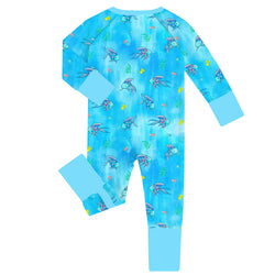 FancyPrince Colorful Fish Baby Bamboo Blue Zipper Romper Pajamas