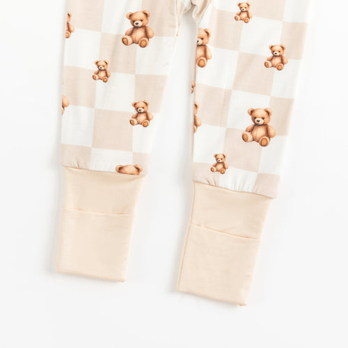 Bear & Checkerboard Pattern Bamboo Baby Sleeper