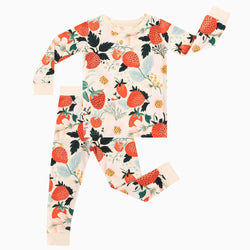 Flowers And Strawberries Two-Piece Bamboo Piece Pajamas