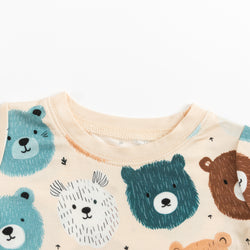 Fluffy Bear Head Bamboo Long Sleeve Kids Pajama Set