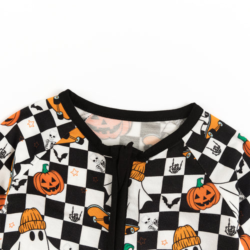 Skateboard Ghost Pumpkin Bamboo Zipper Romper Pajamas