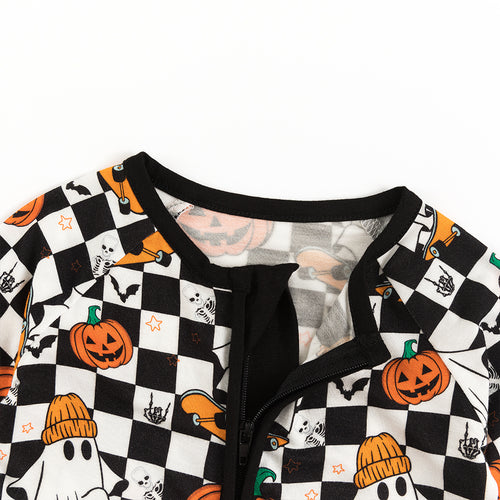 Skateboard Ghost Pumpkin Bamboo Zipper Romper Pajamas