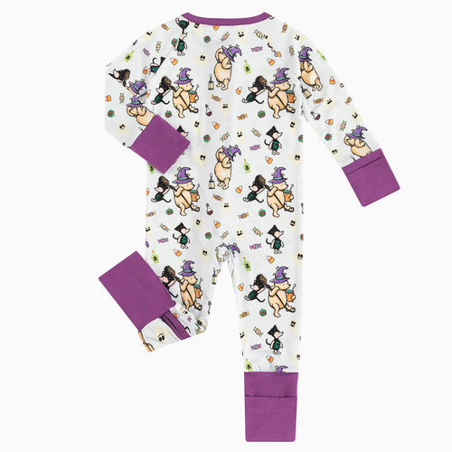 Today's Deals Purple Bamboo Halloween Bear Zippered Footie Pajamas for Babies