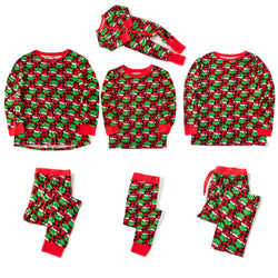 Christmas Green Face Red Matching Family Pajama Sets