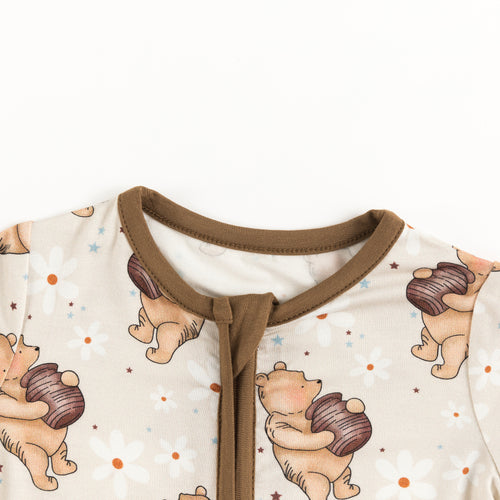 Silly Little Bear Holds the Honey Print Baby Shorty Romper