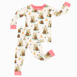 Cute Silly Bear Two-Piece Bamboo Viscose Pajama Set