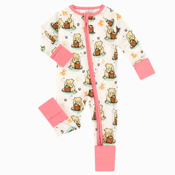 Cute Silly Bear Bamboo Zipper Pajamas