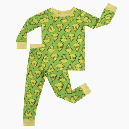 Christmas Green Guy Print Bamboo Family Matching Pajamas