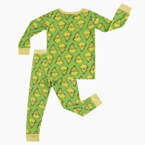 Christmas Green Guy Print Bamboo Family Matching Pajamas
