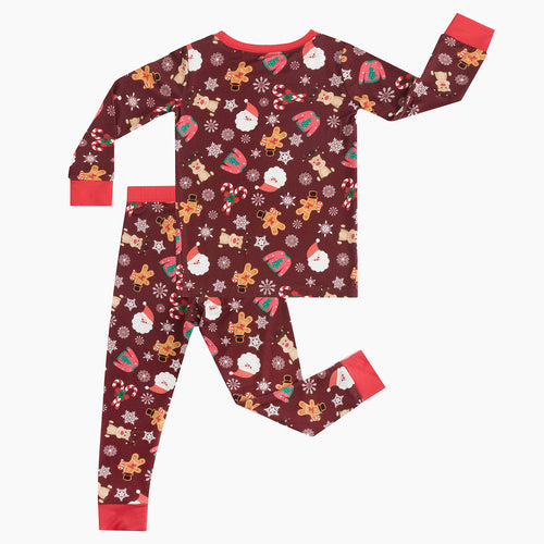 Today's Deals Christmas Red Gift Print Long Sleeve Bamboo Set for Toddlers