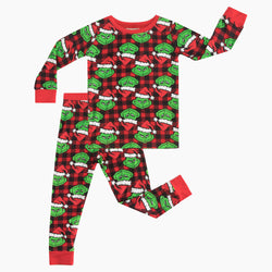 Christmas Green Face Red Bamboo Two-Piece Pajama Set