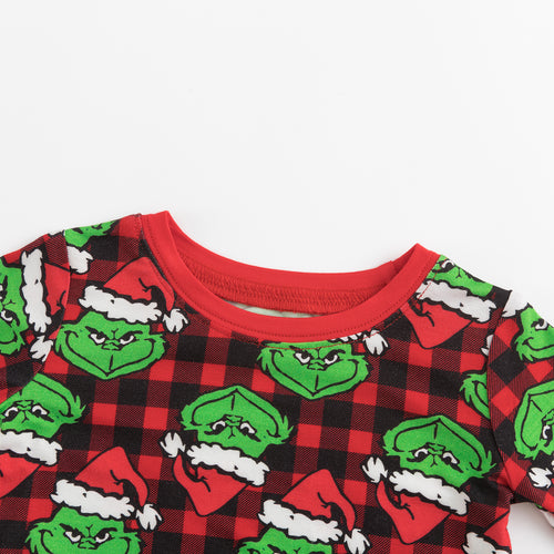 Christmas Green Face Red Bamboo Two-Piece Pajama Set
