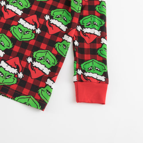 Christmas Green Face Red Bamboo Two-Piece Pajama Set