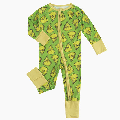 Christmas Green Guy Print Bamboo Family Matching Pajamas