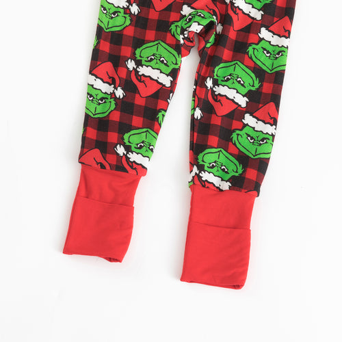 Christmas Green Face Red Bamboo Zip Romper
