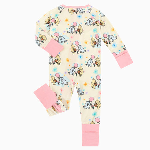 Lovely Pink Bear Bamboo Fiber Newborn Baby Long Sleeve Zipper Bodysuit