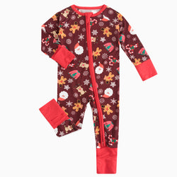 Christmas Red Gift Print Bamboo Viscose Zippy Romper