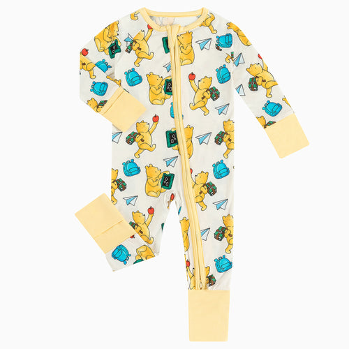 Little Bear Schoolbag Design Comfy Long Sleeve Bamboo Jumpsuit