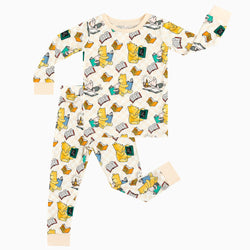 Little Bear Immersed In Learning Pattern Bamboo Pajama Set