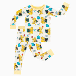 Little Bear Schoolbag Design Two-Piece Bamboo Viscose Pajama Set